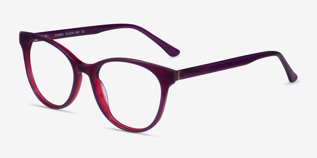 Cloris Purple Red AcetateEyeglass Frames from EyeBuyDirect, Angle View