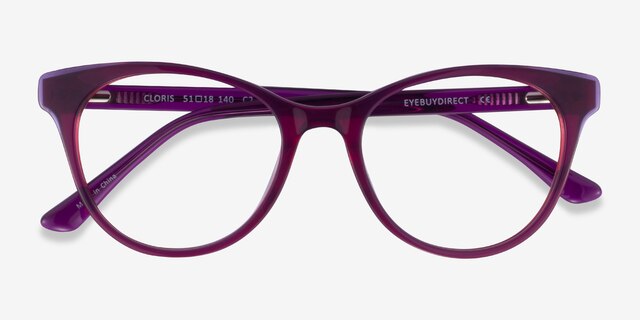 Cloris Purple Red AcetateEyeglass Frames from EyeBuyDirect, Closed View
