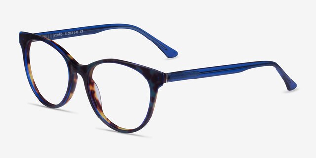 Cloris Blue Tortoise AcetateEyeglass Frames from EyeBuyDirect, Angle View