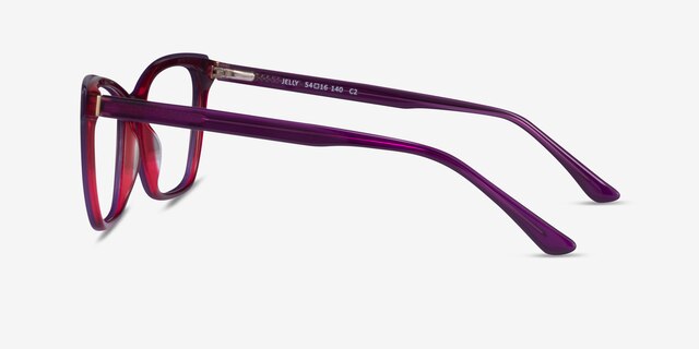 Jelly Clear Purple Red AcetateEyeglass Frames from EyeBuyDirect, Side View