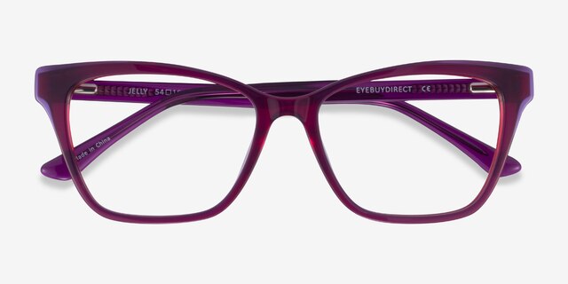 Jelly Clear Purple Red AcetateEyeglass Frames from EyeBuyDirect, Closed View