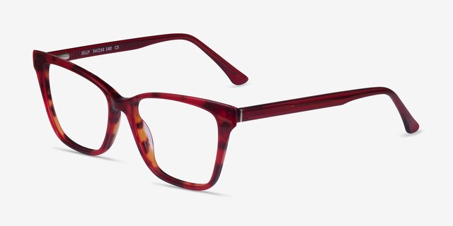 Jelly Red Tortoise AcetateEyeglass Frames from EyeBuyDirect, Angle View