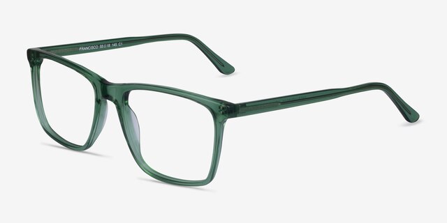 Francisco Clear Green AcetateEyeglass Frames from EyeBuyDirect, Angle View