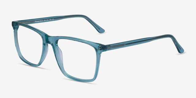 Francisco Clear Blue AcetateEyeglass Frames from EyeBuyDirect, Angle View