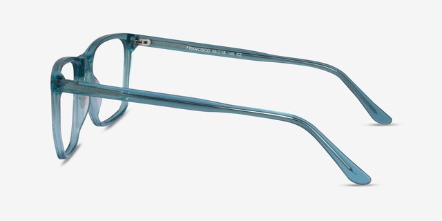 Francisco Clear Blue AcetateEyeglass Frames from EyeBuyDirect, Side View