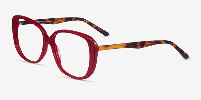 Mileva Burgundy Tortoise AcetateEyeglass Frames from EyeBuyDirect, Angle View