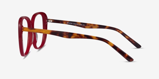 Mileva Burgundy Tortoise AcetateEyeglass Frames from EyeBuyDirect, Side View