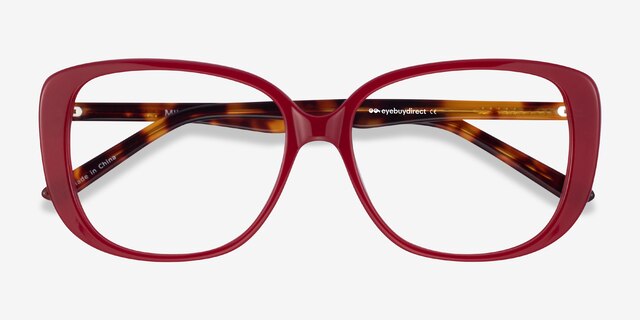 Mileva Burgundy Tortoise AcetateEyeglass Frames from EyeBuyDirect, Closed View