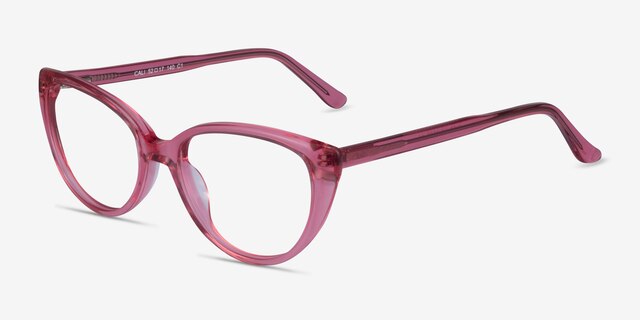Cali Clear Pink AcetateEyeglass Frames from EyeBuyDirect, Angle View