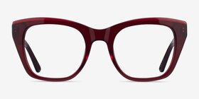 Cassie Burgundy Acétate Montures de lunettes de vue d'EyeBuyDirect, Vue de Face