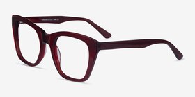 Cassie Burgundy Acétate Montures de lunettes de vue d'EyeBuyDirect, Vue d'Angle