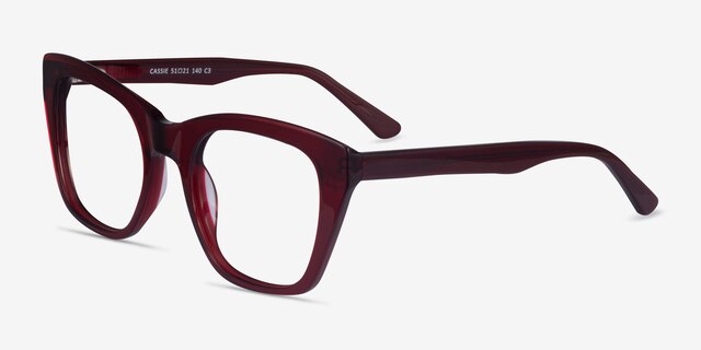Cassie Burgundy AcetateEyeglass Frames from EyeBuyDirect, Angle View