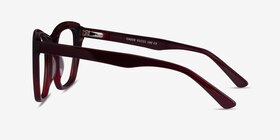 Cassie Burgundy Acétate Montures de lunettes de vue d'EyeBuyDirect, Vue de Côté