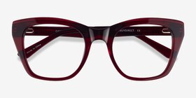 Cassie Burgundy Acétate Montures de lunettes de vue d'EyeBuyDirect, Vue Rapprochée
