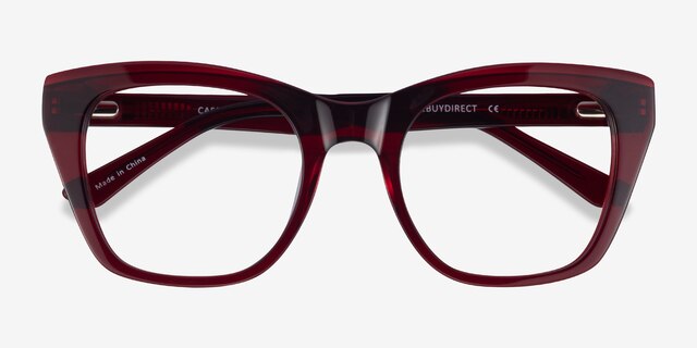 Cassie Burgundy AcetateEyeglass Frames from EyeBuyDirect, Closed View