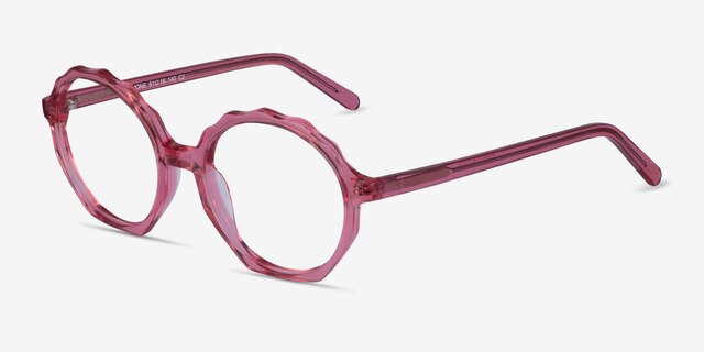 Anemone Clear Pink AcetateEyeglass Frames from EyeBuyDirect, Angle View