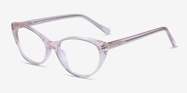 Twinkle Clear Pink AcétateMontures de lunettes de vue d'EyeBuyDirect, Vue d'Angle