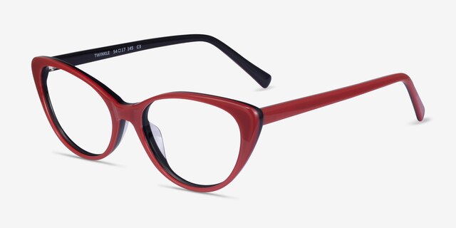 Twinkle Red AcetateEyeglass Frames from EyeBuyDirect, Angle View