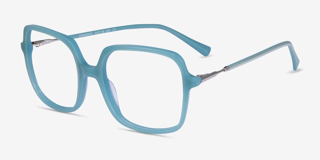 Domingo Blue AcetateEyeglass Frames from EyeBuyDirect, Angle View