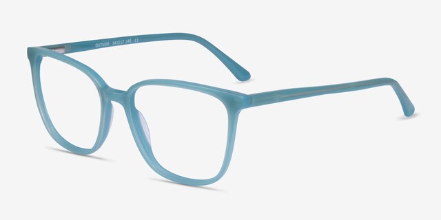Outside Blue AcetateEyeglass Frames from EyeBuyDirect, Angle View