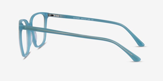 Outside Blue AcetateEyeglass Frames from EyeBuyDirect, Side View