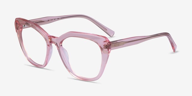 Judy Clear Pink AcetateEyeglass Frames from EyeBuyDirect, Angle View