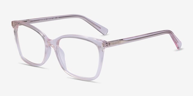 Michelle Clear Pink AcetateEyeglass Frames from EyeBuyDirect, Angle View