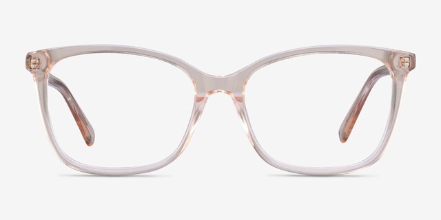 Michelle Clear Brown AcétateMontures de lunettes de vue d'EyeBuyDirect, Vue de Face