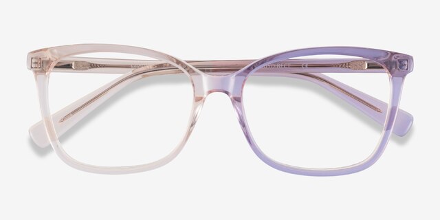 Michelle Clear Brown AcétateMontures de lunettes de vue d'EyeBuyDirect, Vue Rapprochée