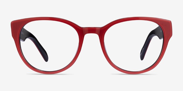 Sarah Red AcetateEyeglass Frames from EyeBuyDirect, Front View