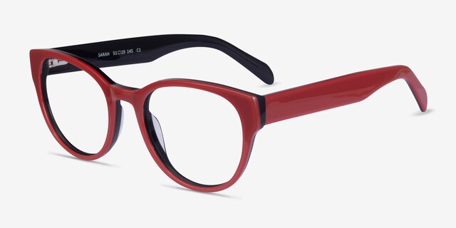 Sarah Red AcetateEyeglass Frames from EyeBuyDirect, Angle View