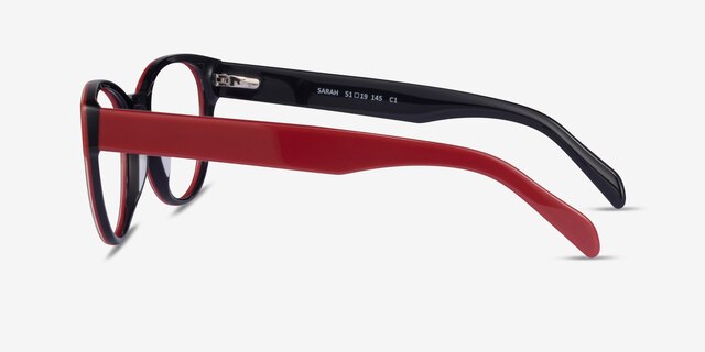 Sarah Red AcetateEyeglass Frames from EyeBuyDirect, Side View