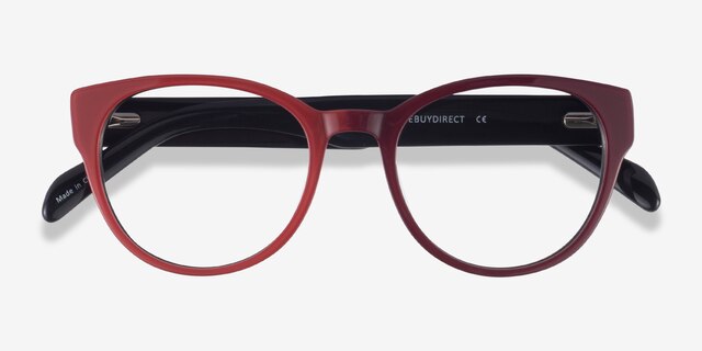 Sarah Red AcetateEyeglass Frames from EyeBuyDirect, Closed View