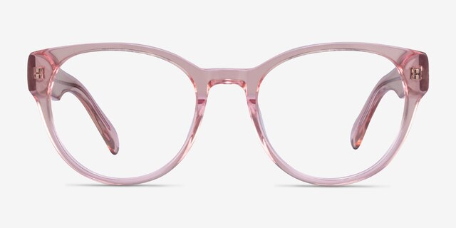 Sarah Clear Pink AcetateEyeglass Frames from EyeBuyDirect, Front View