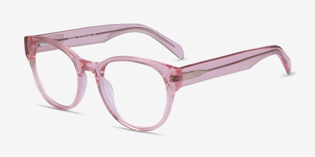 Sarah Clear Pink AcetateEyeglass Frames from EyeBuyDirect, Angle View