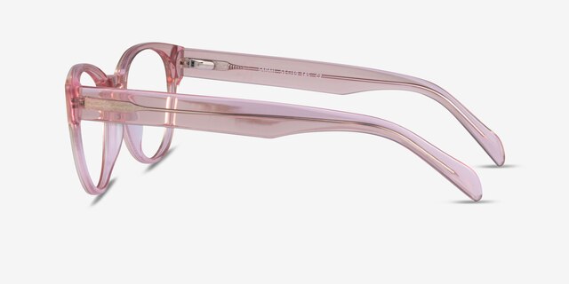 Sarah Clear Pink AcetateEyeglass Frames from EyeBuyDirect, Side View