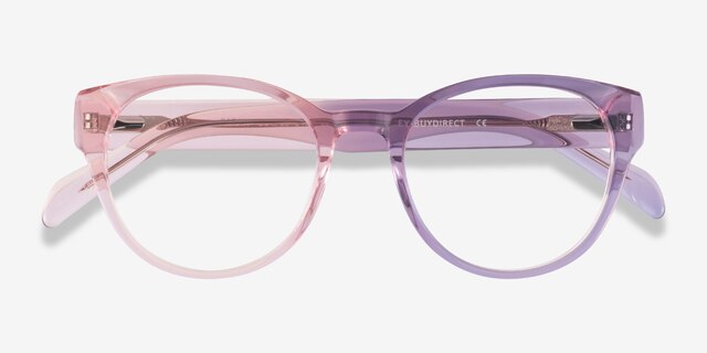Sarah Clear Pink AcetateEyeglass Frames from EyeBuyDirect, Closed View