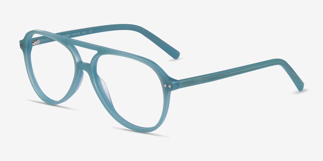 Rewind Blue AcetateEyeglass Frames from EyeBuyDirect, Angle View