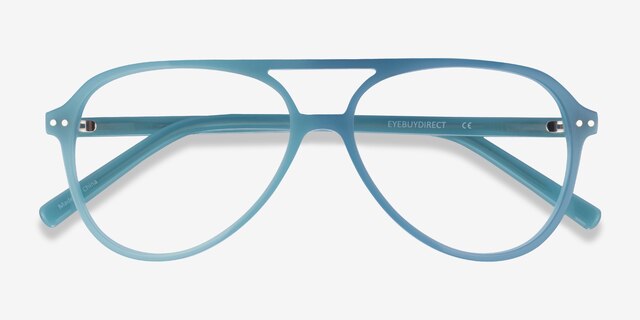 Rewind Blue AcetateEyeglass Frames from EyeBuyDirect, Closed View