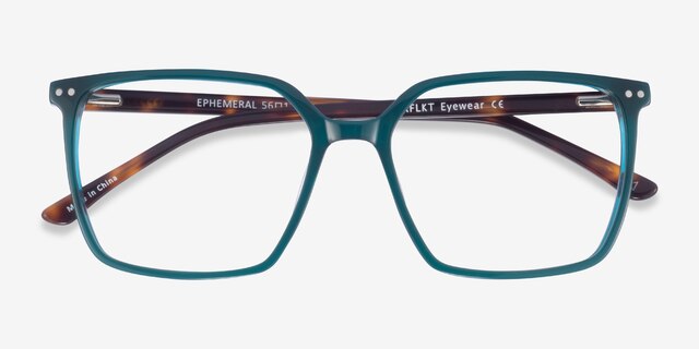 Ephemeral Teal Tortoise AcetateEyeglass Frames from EyeBuyDirect, Closed View