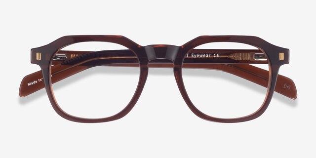 Apricus Clear Brown AcetateEyeglass Frames from EyeBuyDirect, Closed View