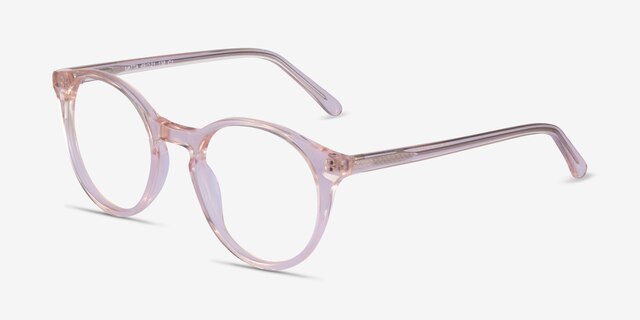 Latta Clear Pink AcetateEyeglass Frames from EyeBuyDirect, Angle View