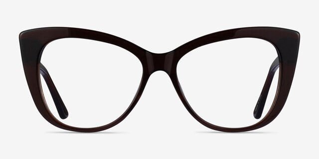 Jenna Dark Brown AcetateEyeglass Frames from EyeBuyDirect, Front View
