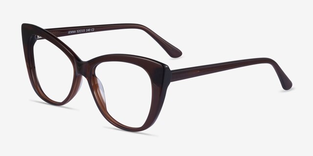 Jenna Dark Brown AcetateEyeglass Frames from EyeBuyDirect, Angle View