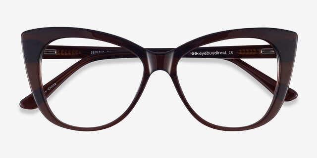 Jenna Dark Brown AcetateEyeglass Frames from EyeBuyDirect, Closed View