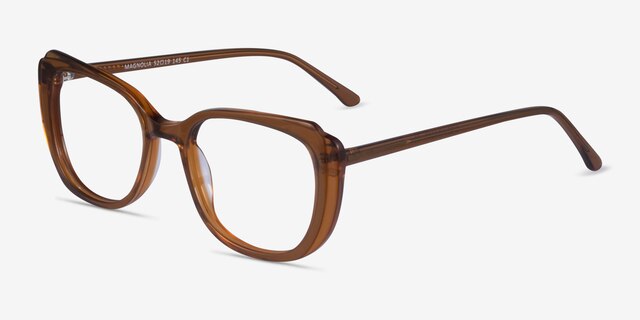 Magnolia Clear Brown AcetateEyeglass Frames from EyeBuyDirect, Angle View