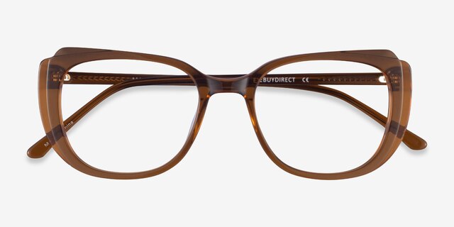 Magnolia Clear Brown AcetateEyeglass Frames from EyeBuyDirect, Closed View