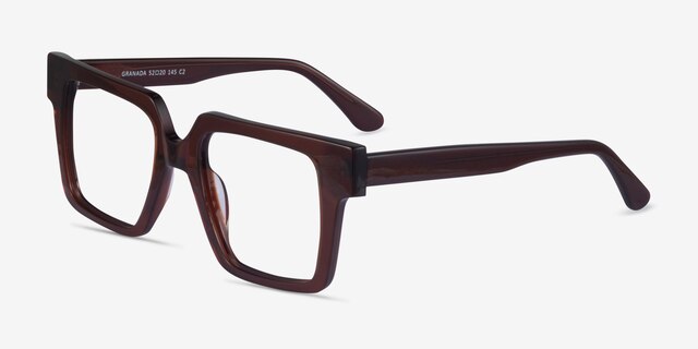 Granada Dark Brown AcetateEyeglass Frames from EyeBuyDirect, Angle View