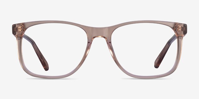 Joshua Clear Light Brown AcétateMontures de lunettes de vue d'EyeBuyDirect, Vue de Face