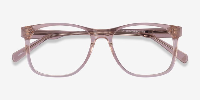Joshua Clear Light Brown AcétateMontures de lunettes de vue d'EyeBuyDirect, Vue Rapprochée